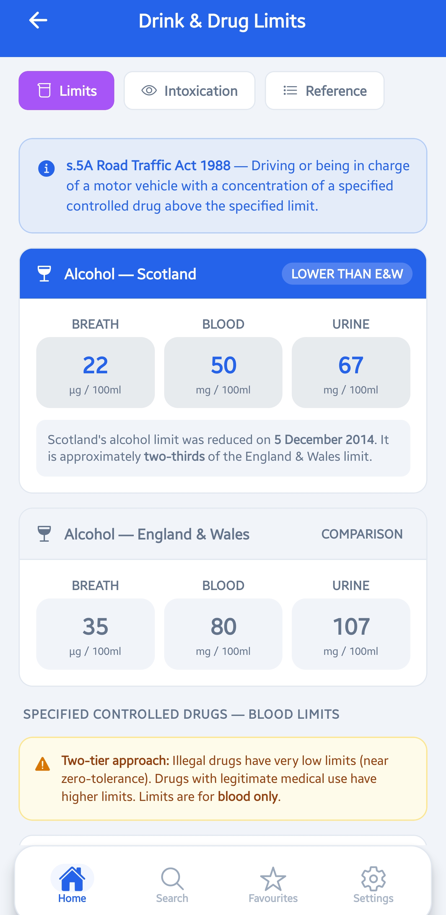 PS Handbook Drink and Drug Limits screenshot