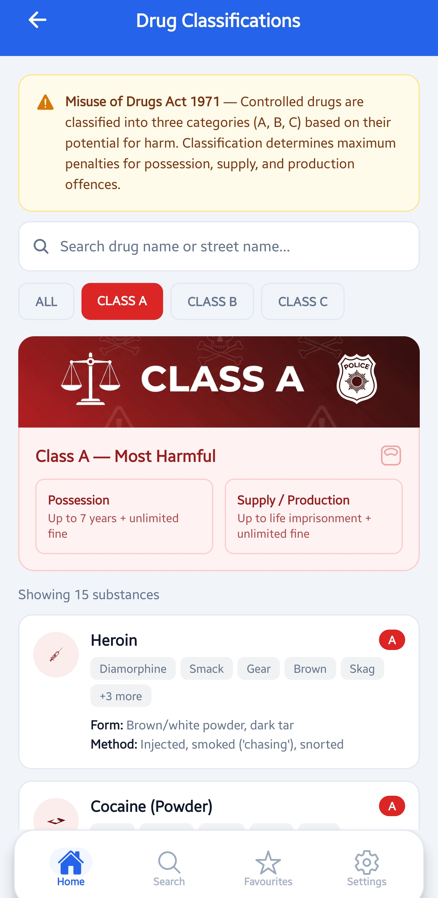 PS Handbook Drug Classifications screenshot